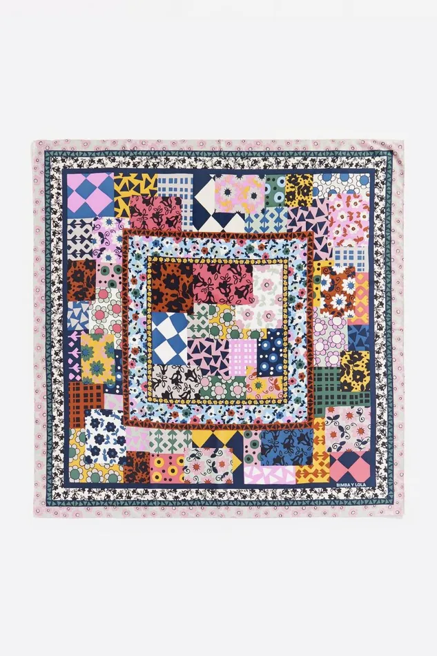 Pink Patchwork And Frames Scarf Pink Women Bimba Y Lola Scarves