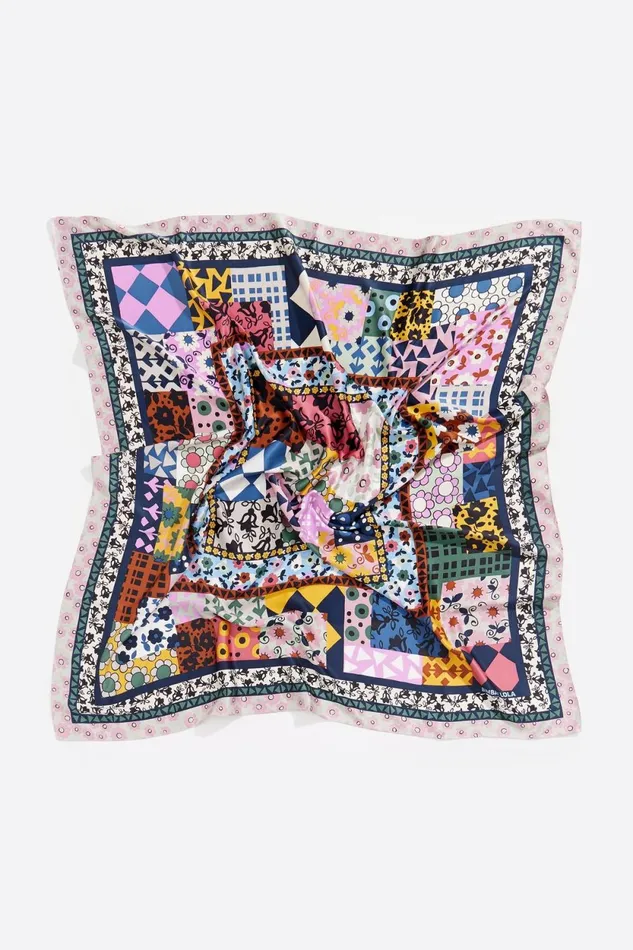 Pink Patchwork And Frames Scarf Pink Women Bimba Y Lola Scarves Pink Patchwork And Frames Scarf Pink Women Bimba Y Lola Scarves