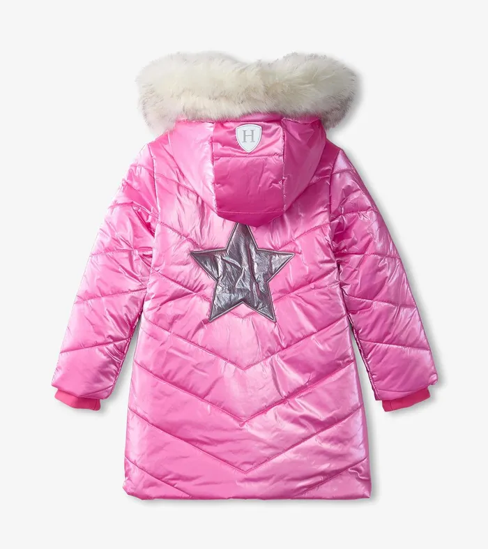Pink Star Kids Puffer Jacket Hatley
