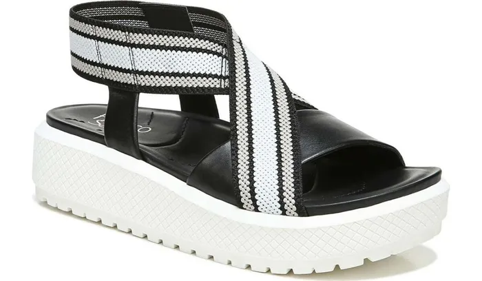 Platform Women Franco Sarto Franco Niko Platform Sandal Black Grey Leather