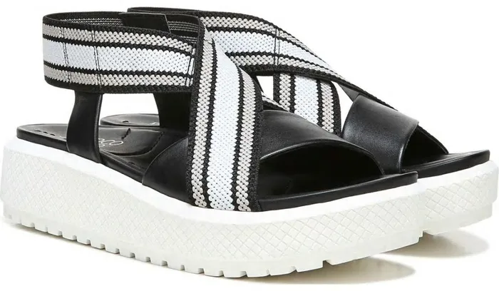 Platform Women Franco Sarto Franco Niko Platform Sandal Black Grey Leather