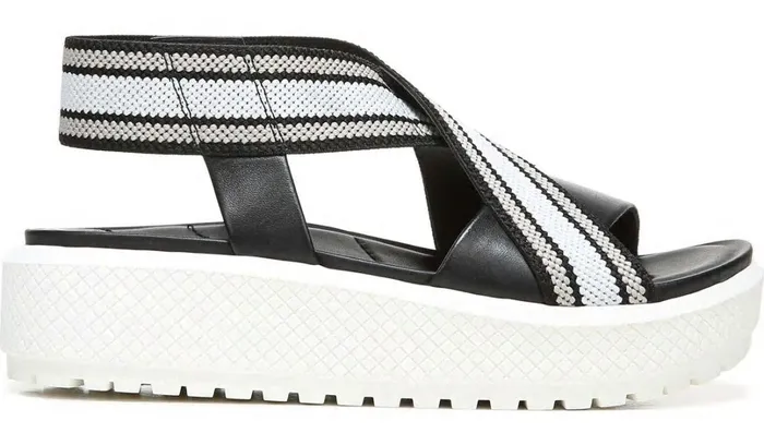 Platform Women Franco Sarto Franco Niko Platform Sandal Black Grey Leather