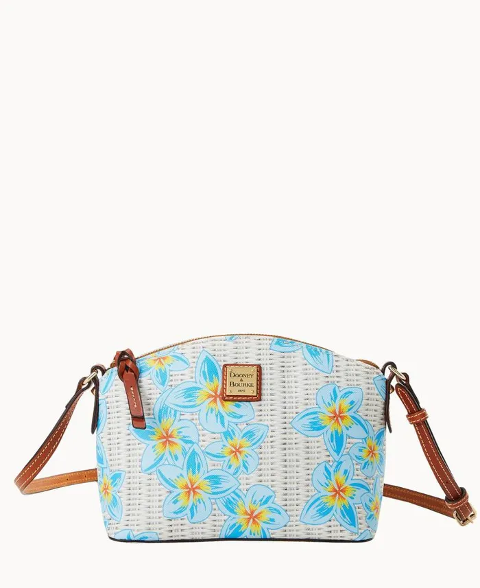 Plumeria Suki Crossbody Sky Blue White Woman Dooney and Bourke Crossbodies