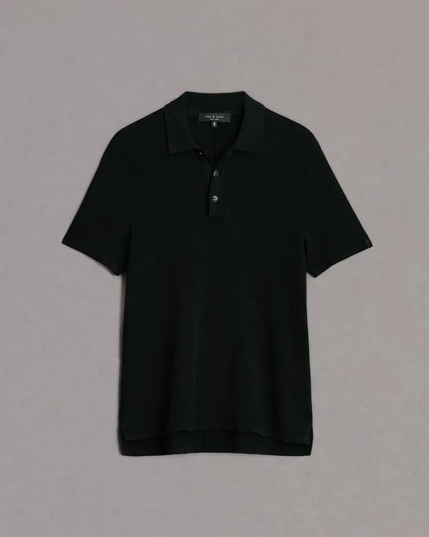 Polos Men Rag and Bone Harvey Knit Polo Black