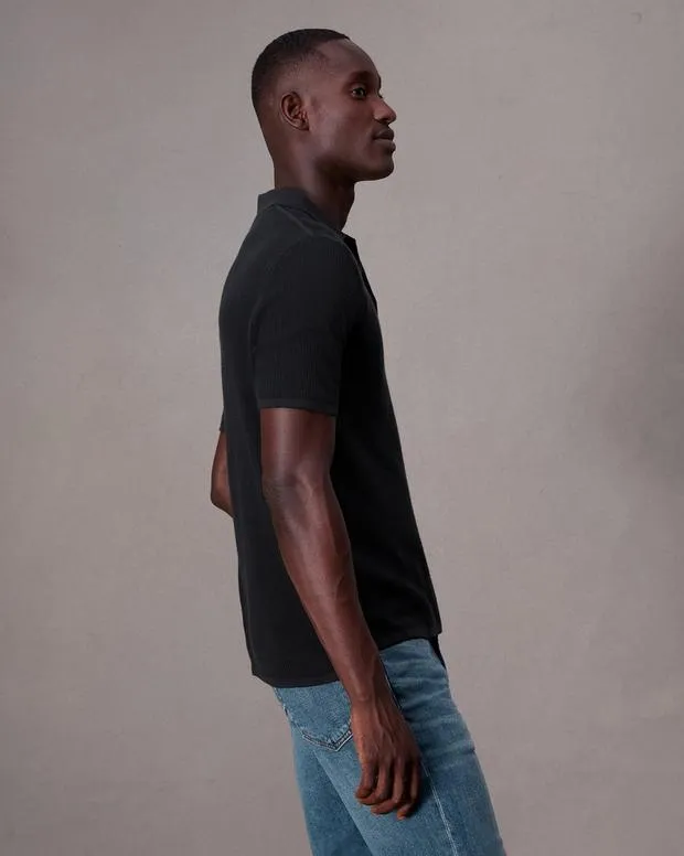 Polos Men Rag and Bone Harvey Knit Polo Black
