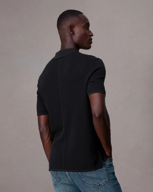 Polos Men Rag and Bone Harvey Knit Polo Black