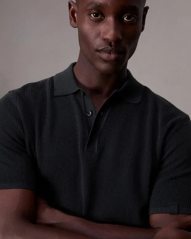 Polos Men Rag and Bone Harvey Knit Polo Black