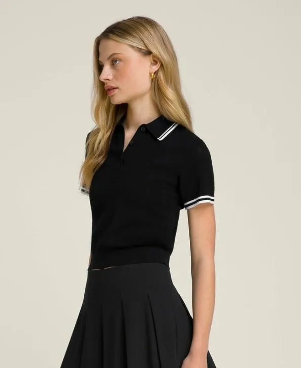 Polos Women Wilson Shrunken Essex Polo Black Polos Women Wilson Shrunken Essex Polo Black