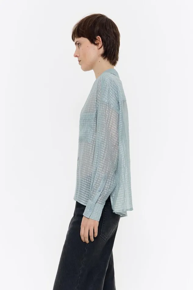 Powder Blue Textured Boxy Shirt Dusty Blue Women Bimba Y Lola Shirts