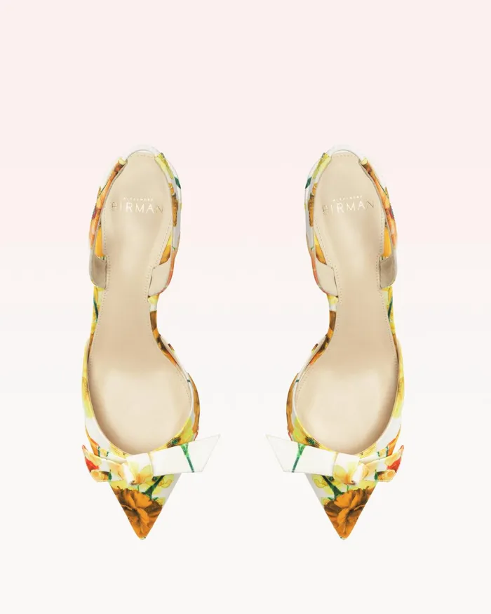 Pumps Women Alexandre Birman Alexandre Birman Clarita Slingback 60 Yellow Floral Pumps Yellow