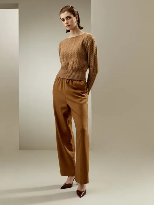 Pure Cashmere Drop Shoulder Crew Neck Sweater Women Lilysilk Knitwear