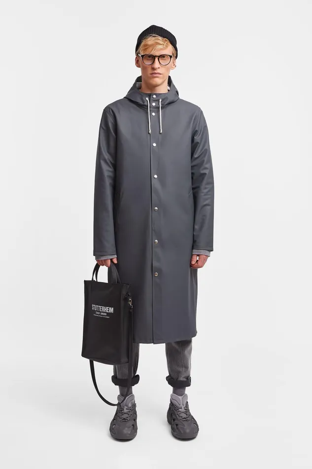 Raincoats Men Stutterheim Stockholm Long Raincoat Charcoal