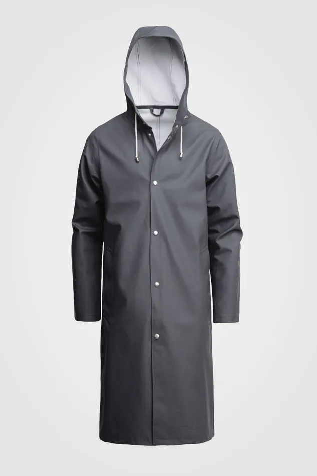 Raincoats Men Stutterheim Stockholm Long Raincoat Charcoal