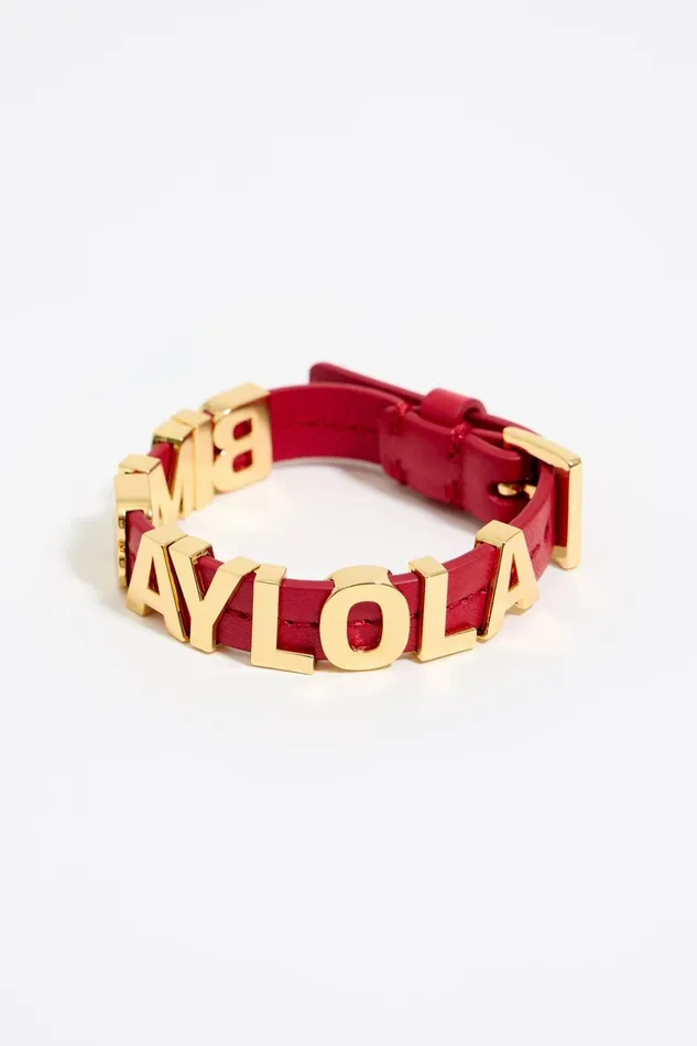 Red Leather Logo Bracelet Red Women Bimba Y Lola Jewelry
