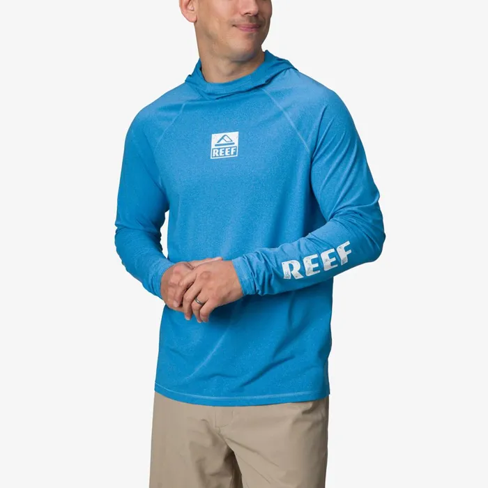 Reef TShirts and Shirts Wellie Long Sleeve Hooded Surf Shirt Upf 50 Brilliant Blue 8211 Men