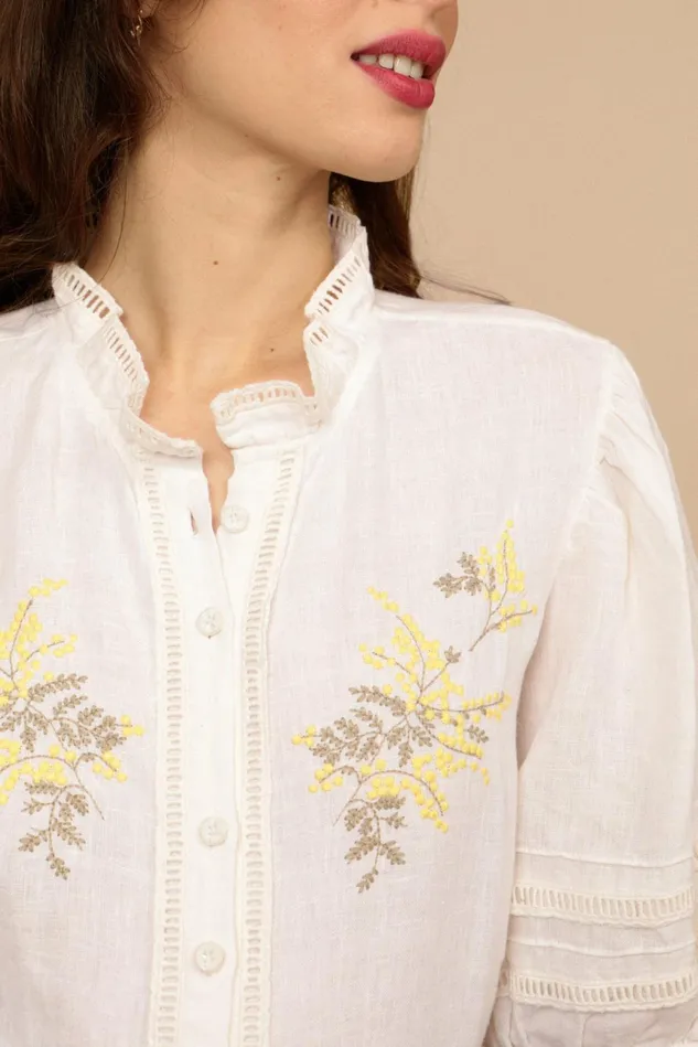 Rouje HUGUETTE Shirt Blanc Uni Women Blouses and Tops