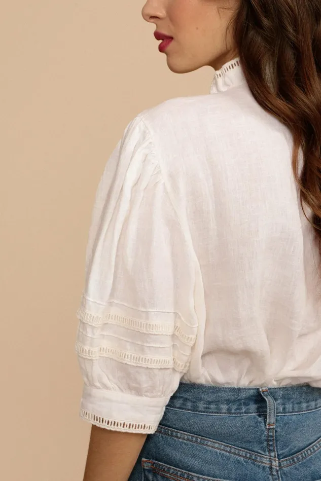 Rouje HUGUETTE Shirt Blanc Uni Women Blouses and Tops