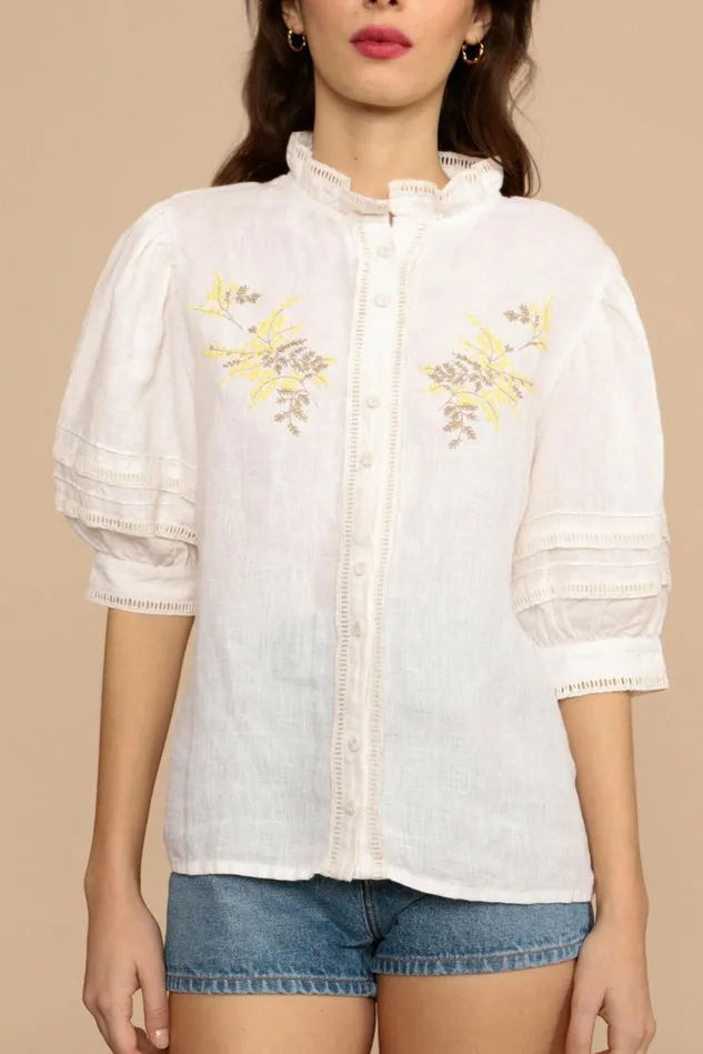 Rouje HUGUETTE Shirt Blanc Uni Women Blouses and Tops