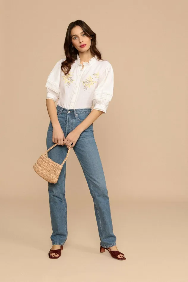 Rouje HUGUETTE Shirt Blanc Uni Women Blouses and Tops