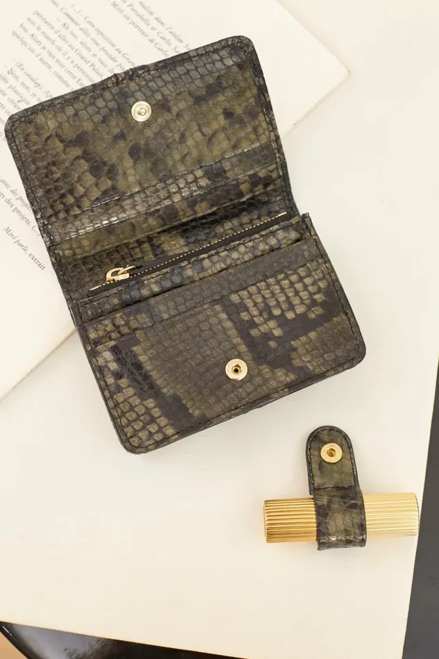Rouje KIKI Wallet Python Kaki Women Small Leather Goods