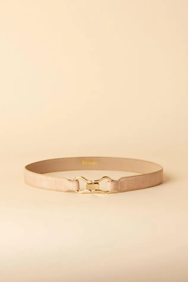 Rouje LAURE Belt Croco Beige Women Small Leather Goods