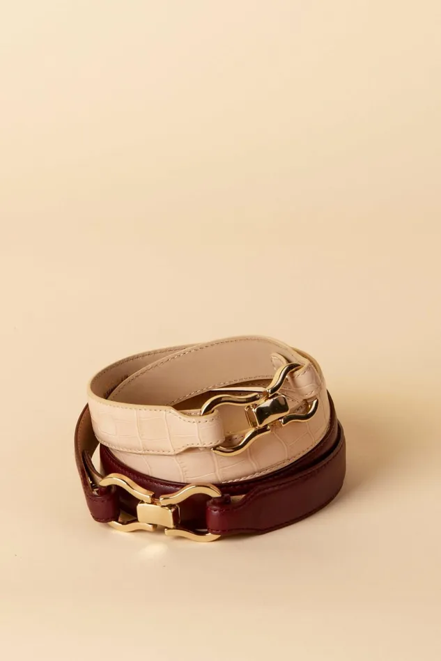 Rouje LAURE Belt Croco Beige Women Small Leather Goods
