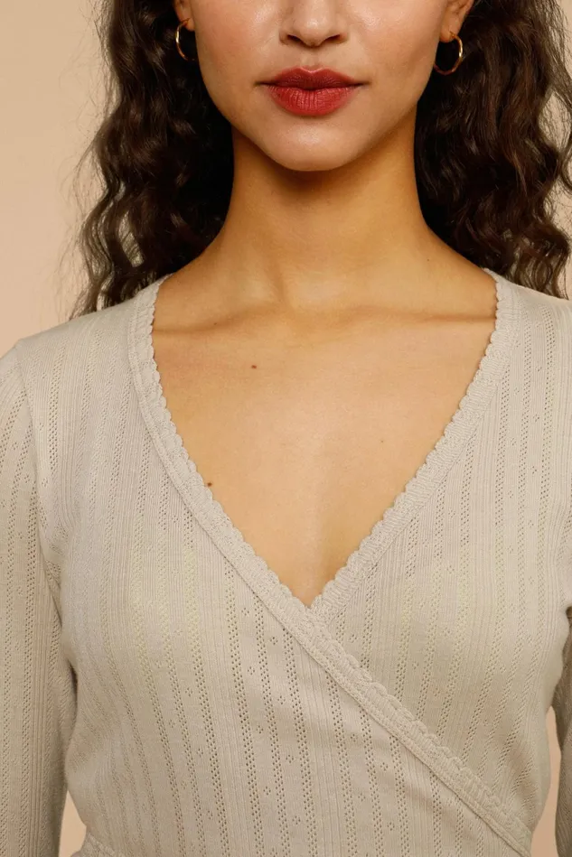Rouje MAELYS Wrap Top Champagne Uni Women Blouses and Tops