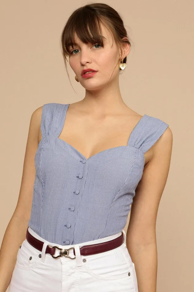 Rouje MAGGIE Top Bleu Vichy Women Blouses and Tops
