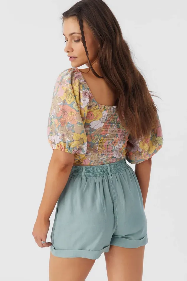 ROWAN LINEN BLEND SHORTS Silver Blue Women O039NEILL Clothing