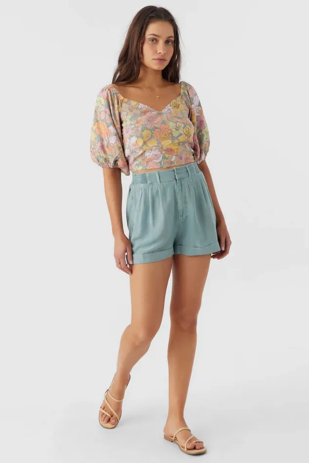 ROWAN LINEN BLEND SHORTS Silver Blue Women O039NEILL Clothing