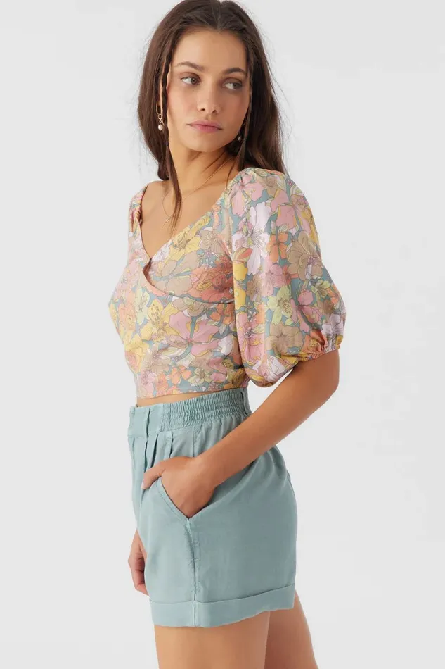 ROWAN LINEN BLEND SHORTS Silver Blue Women O039NEILL Clothing