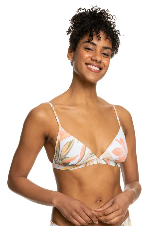 Roxy Bikinis Beach Classics Triangle Bikini Top Bright White Subtly Salty Flat 8211 Women Roxy Bikinis Beach Classics Triangle Bikini Top Bright White Subtly Salty Flat 8211 Women