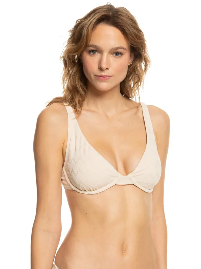 Roxy Bikinis Current Coolness DCup Underwired Bikini Top Tapioca 8211 Women