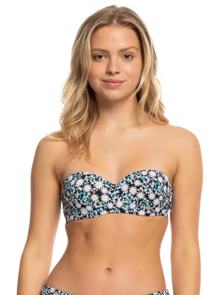 Roxy Bikinis Printed Beach Classics Bandeau Bikini Top Anthracite Cute Daisies 8211 Women Roxy Bikinis Printed Beach Classics Bandeau Bikini Top Anthracite Cute Daisies 8211 Women