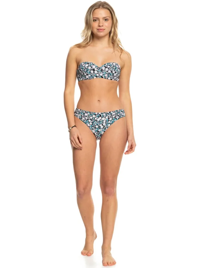 Roxy Bikinis Printed Beach Classics Bandeau Bikini Top Anthracite Cute Daisies 8211 Women