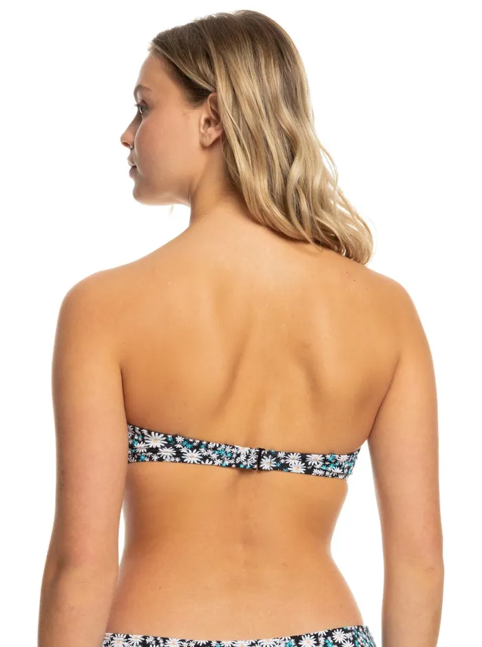 Roxy Bikinis Printed Beach Classics Bandeau Bikini Top Anthracite Cute Daisies 8211 Women