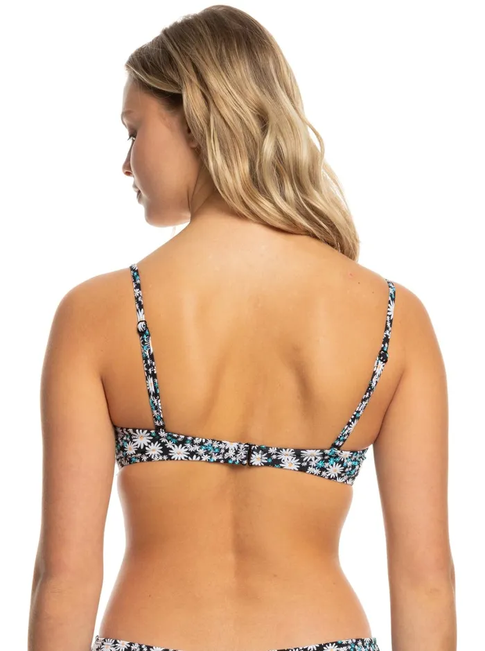 Roxy Bikinis Printed Beach Classics Bandeau Bikini Top Anthracite Cute Daisies 8211 Women