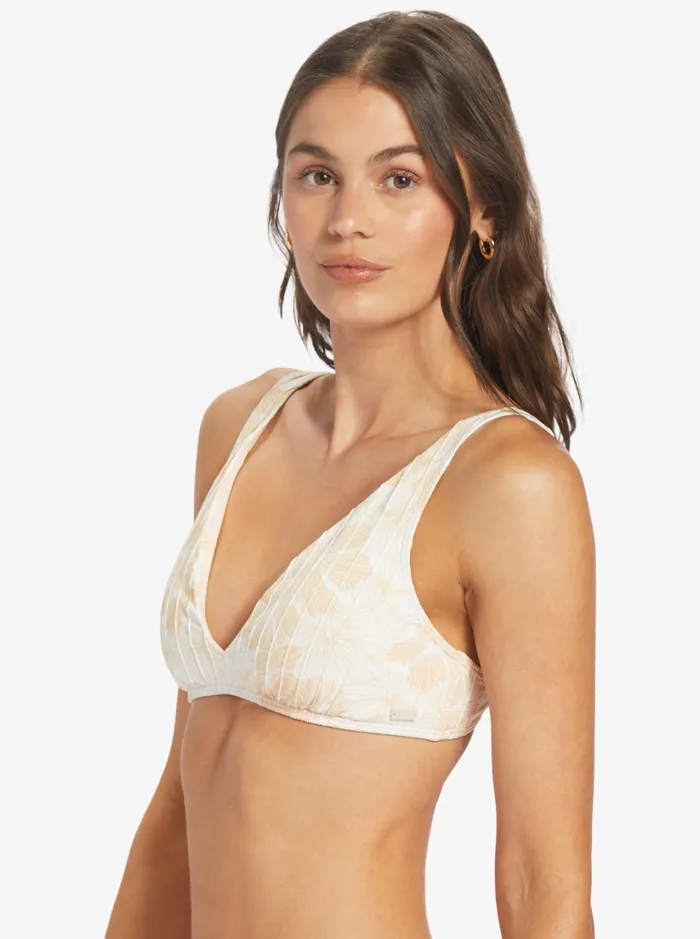 Roxy Bikinis Rib Roxy Love The Oceana V Bikini Top Tapioca Crazy Hibiscus 8211 Women