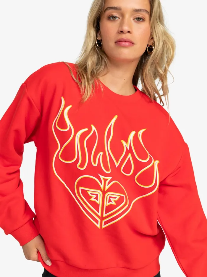 Roxy Fleece and Hoodies Kelia 7 Sweatshirt Flame Scarlet 8211 Women