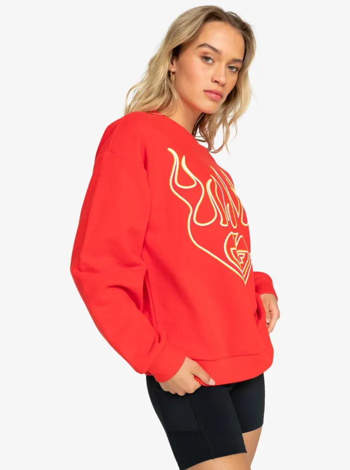 Roxy Fleece and Hoodies Kelia 7 Sweatshirt Flame Scarlet 8211 Women
