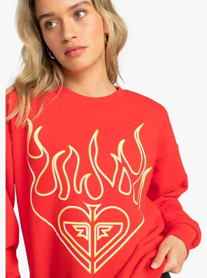 Roxy Fleece and Hoodies Kelia 7 Sweatshirt Flame Scarlet 8211 Women