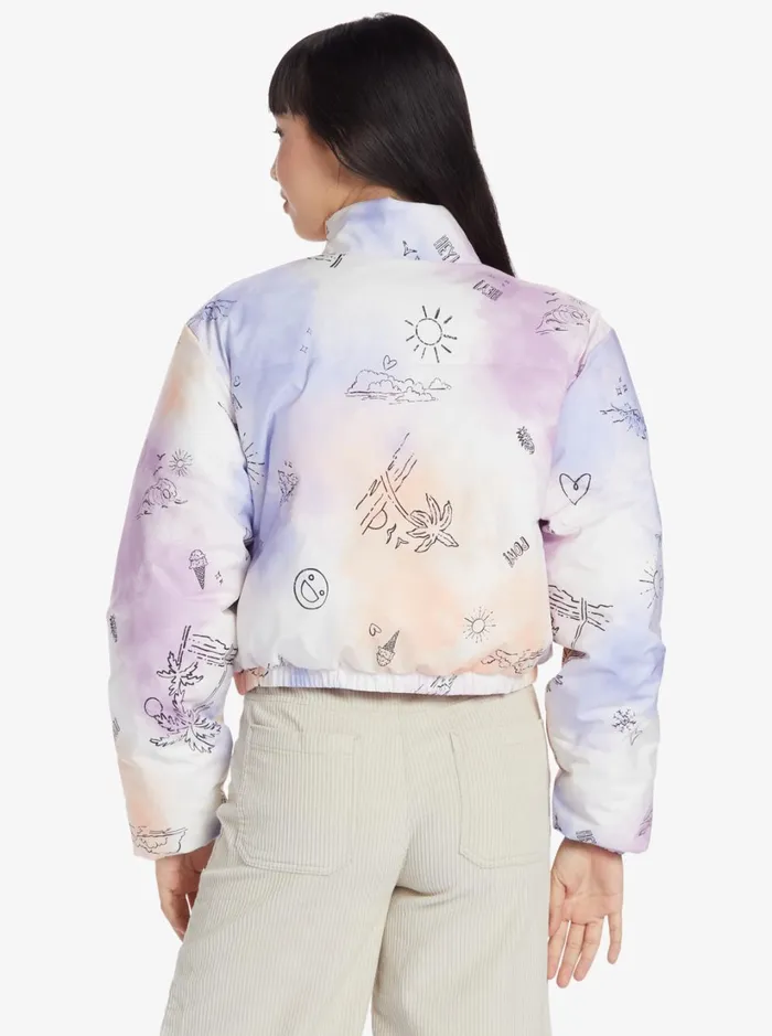 Roxy Jackets Chloe Kim Reversible Puffer Bomber Jacket Snow White Magic Moments 8211 Women