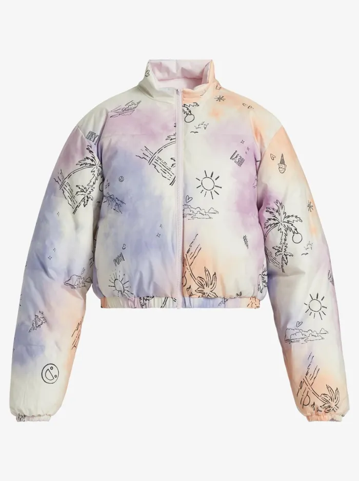 Roxy Jackets Chloe Kim Reversible Puffer Bomber Jacket Snow White Magic Moments 8211 Women