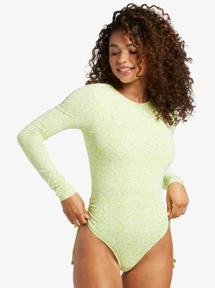 Roxy One Pieces Sunrise Tides UPF 50 Rashguard Long Sleeve Swimsuit Daiquiri Green Sea Spray 8211 Women