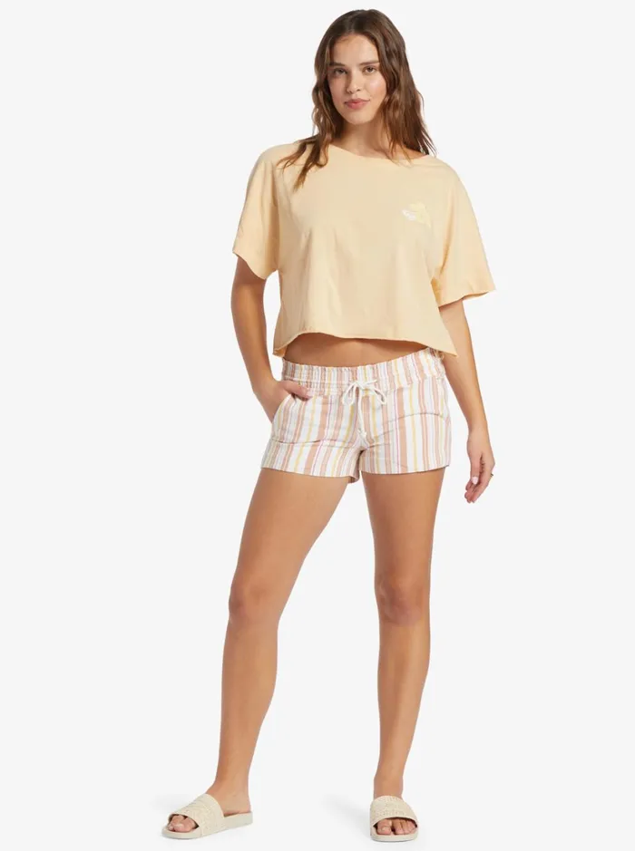 Roxy Shorts Oceanside Elasticized Shorts Cork Sunny Side Stripe 8211 Women