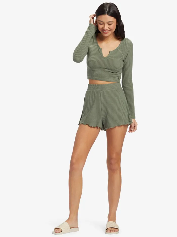Roxy Shorts Twilight Mood Waffle Shorts Agave Green 8211 Women