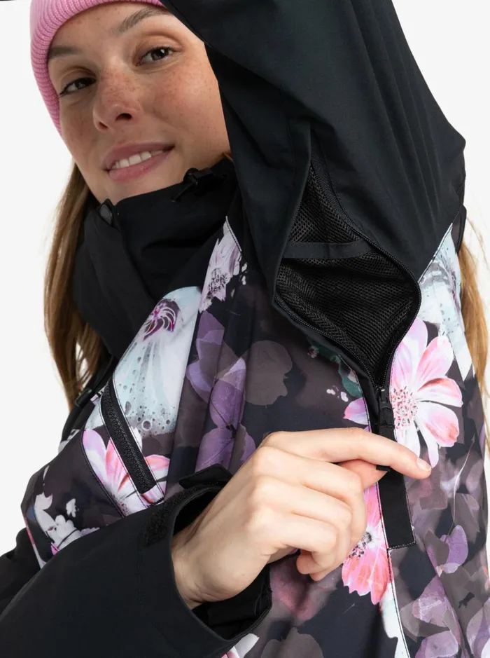Roxy Snow Jackets Roxy Jetty 3in1 Technical Snow Jacket True Black Blurry Flower 8211 Women