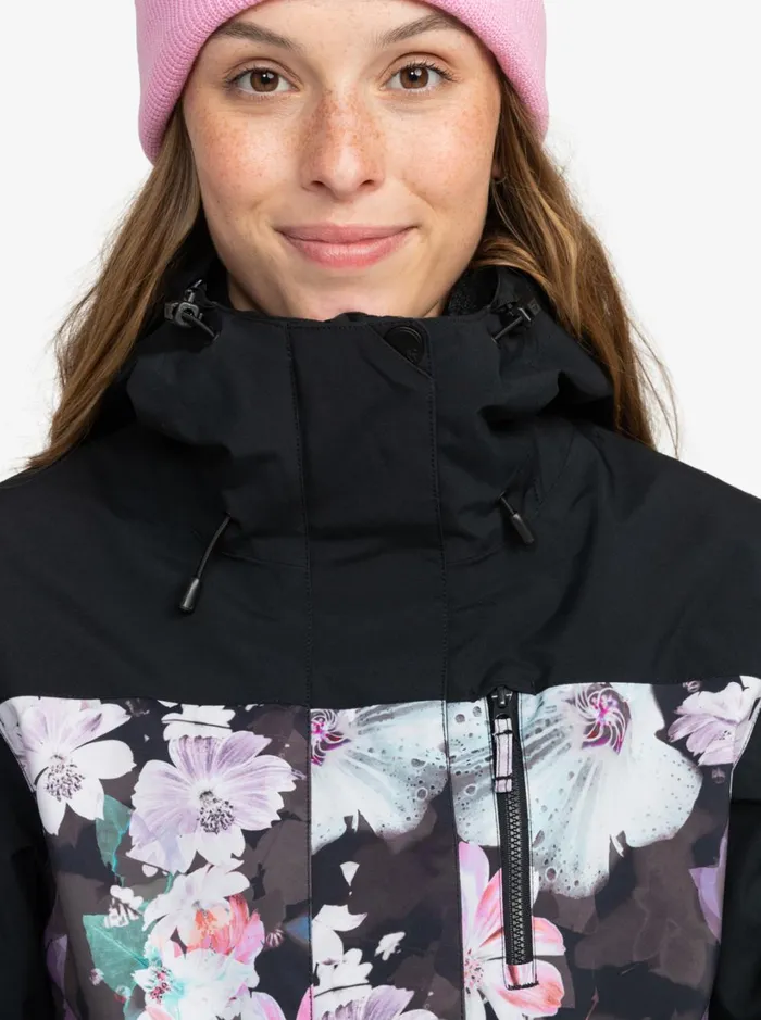 Roxy Snow Jackets Roxy Jetty 3in1 Technical Snow Jacket True Black Blurry Flower 8211 Women