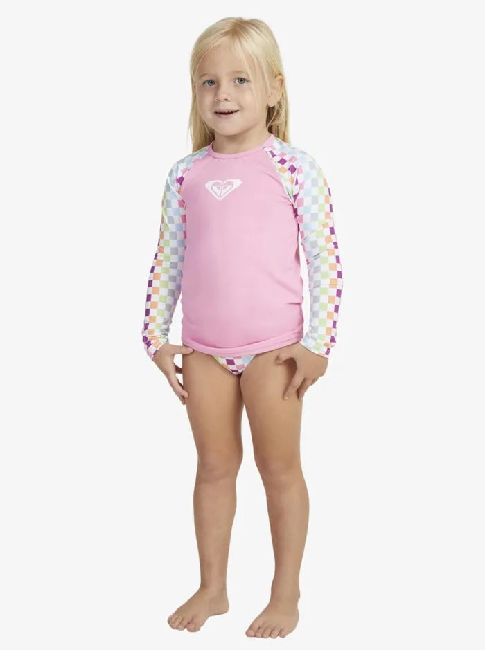 Roxy Surf Girl039s 27 Rainbow Check Long Sleeve Rashguard Set Bright White Check Check 8211 Women
