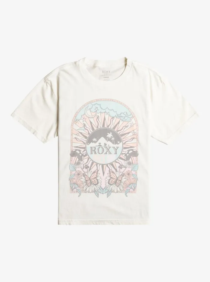 Roxy Tees and Tanks Girl039s 416 Cosmic Window Oversized Boyfriend TShirt Snow White 8211 Women